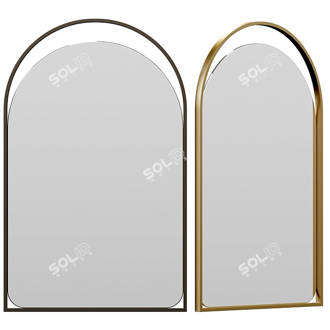 Modern Steel Framed Wall Mirror 3D model image 1