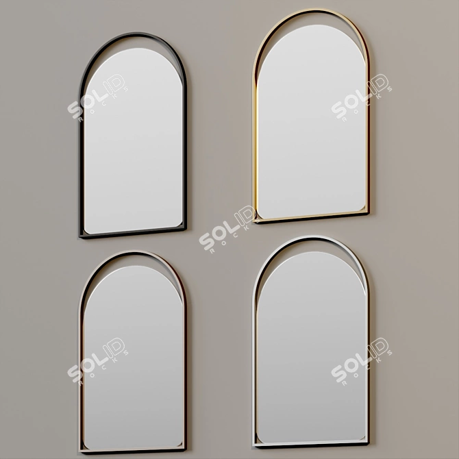 Modern Steel Framed Wall Mirror 3D model image 3