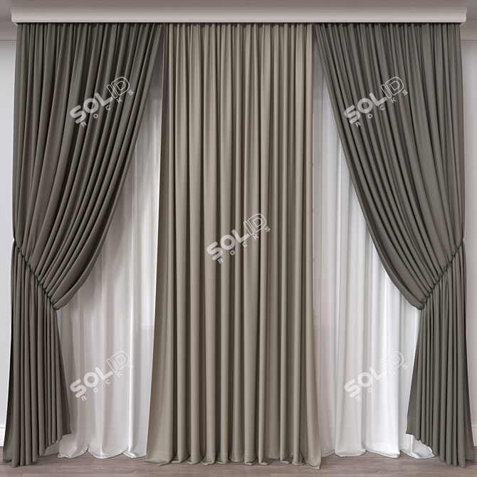 Modern Curtain 3D Model poly 100825 3D model image 1