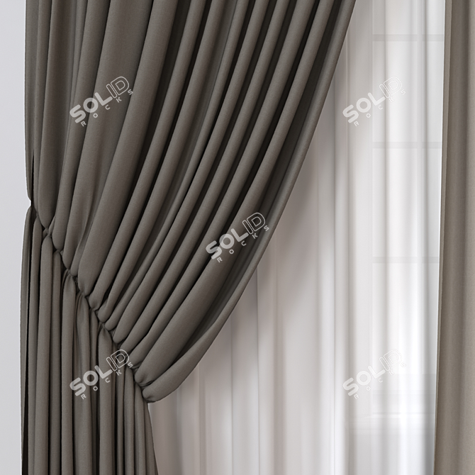 Modern Curtain 3D Model poly 100825 3D model image 2