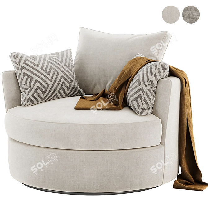Elegant Swivel Barrel Chair 3D model image 1