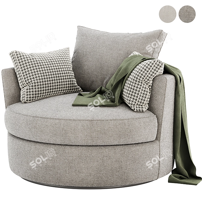 Elegant Swivel Barrel Chair 3D model image 2