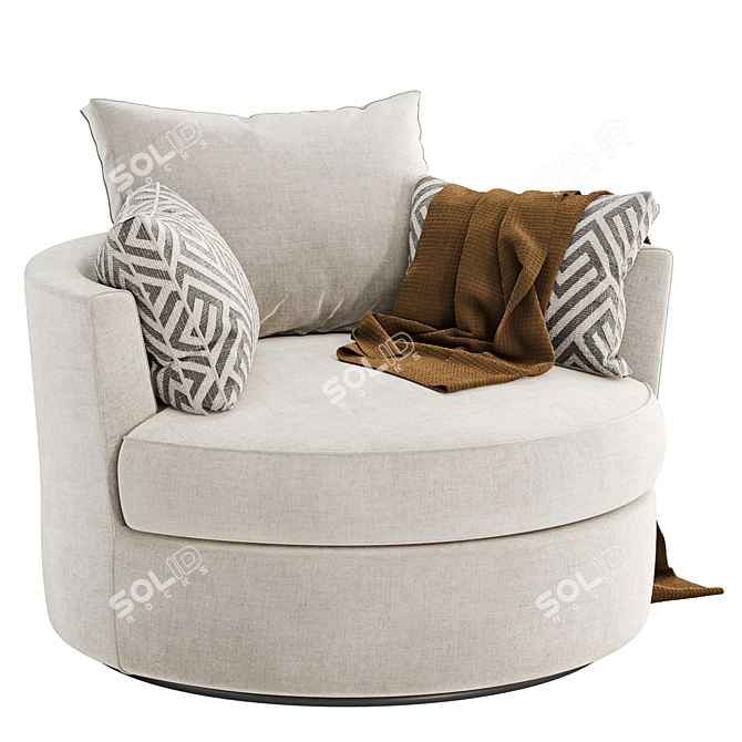 Elegant Swivel Barrel Chair 3D model image 3