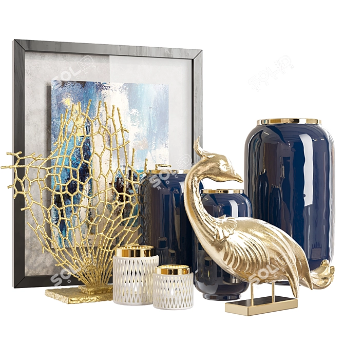 Decor Set with Vases & Statue 3D model image 1