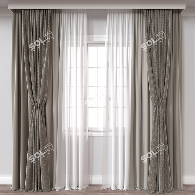Modern 3D Curtain Model 3D model image 1