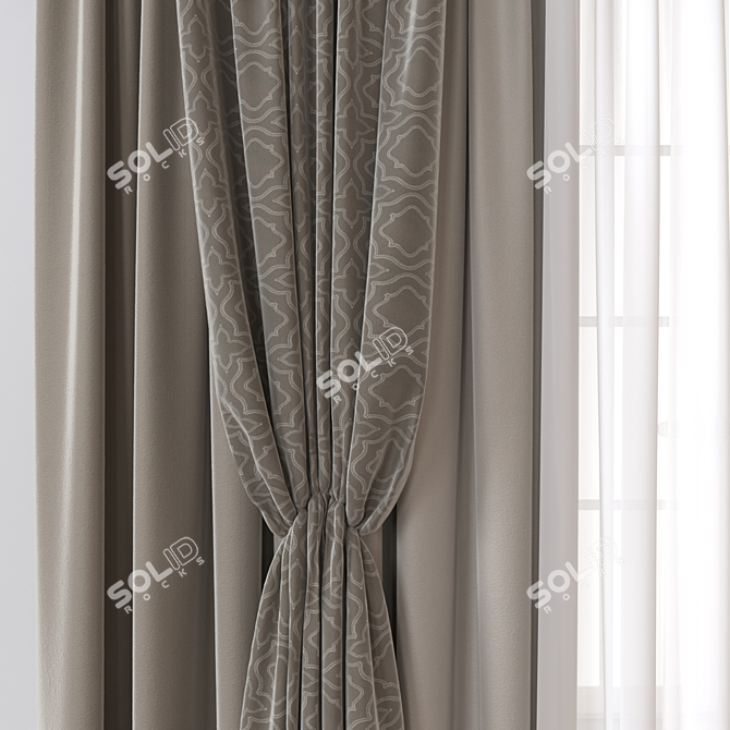 Modern 3D Curtain Model 3D model image 2