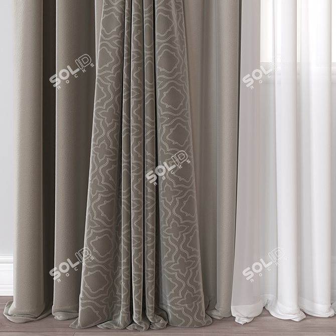 Modern 3D Curtain Model 3D model image 3