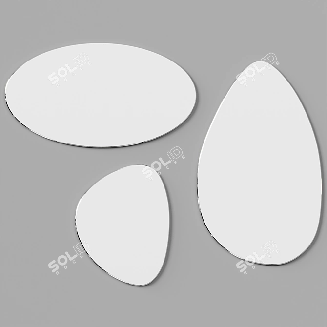 Organic Trio Mirrors for Modern Interiors 3D model image 2