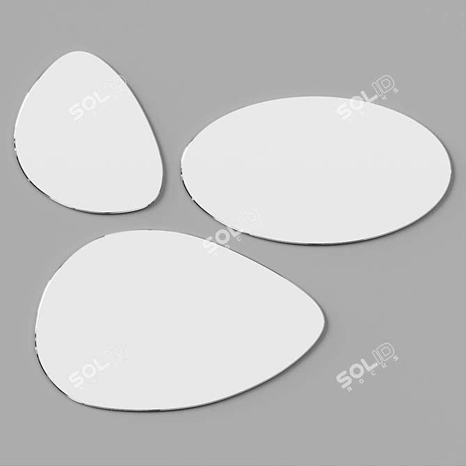 Organic Trio Mirrors for Modern Interiors 3D model image 3