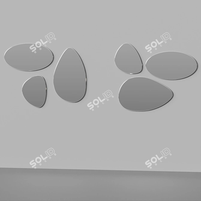 Organic Trio Mirrors for Modern Interiors 3D model image 4