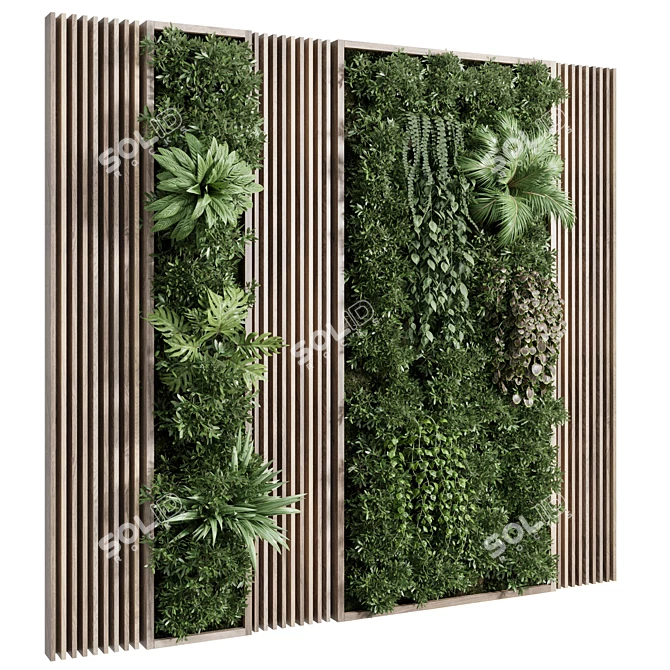 Wooden Frame Vertical Garden Decor 3D model image 1