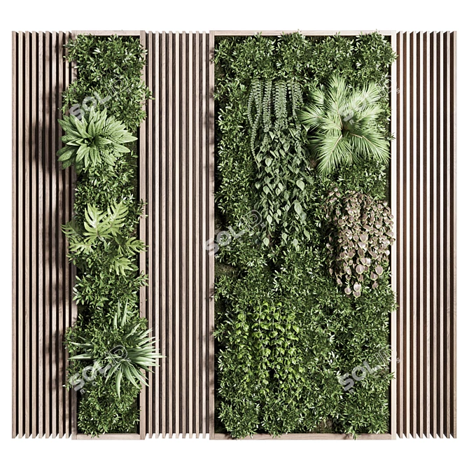 Wooden Frame Vertical Garden Decor 3D model image 2