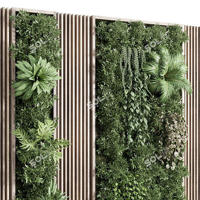 Wooden Frame Vertical Garden Decor 3D model image 3