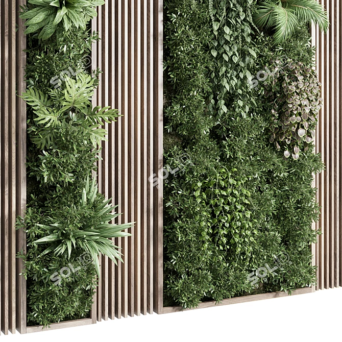 Wooden Frame Vertical Garden Decor 3D model image 4