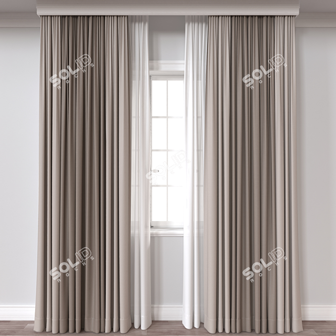 Render-ready Curtain A210, Various Exports 3D model image 1