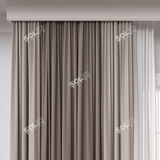 Render-ready Curtain A210, Various Exports 3D model image 3