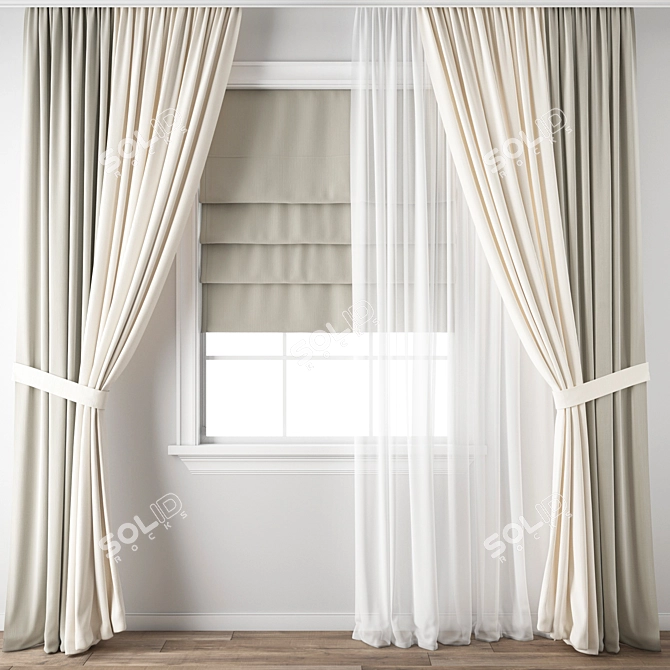 Polygonal Curtain Model Set 3D model image 1