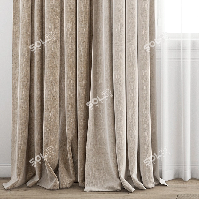 Polygonal Curtain Model Set 3D model image 2