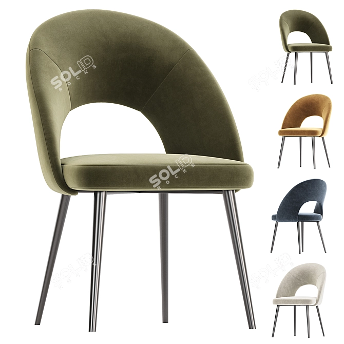 Elegant Green Velvet Chair Mael 3D model image 1
