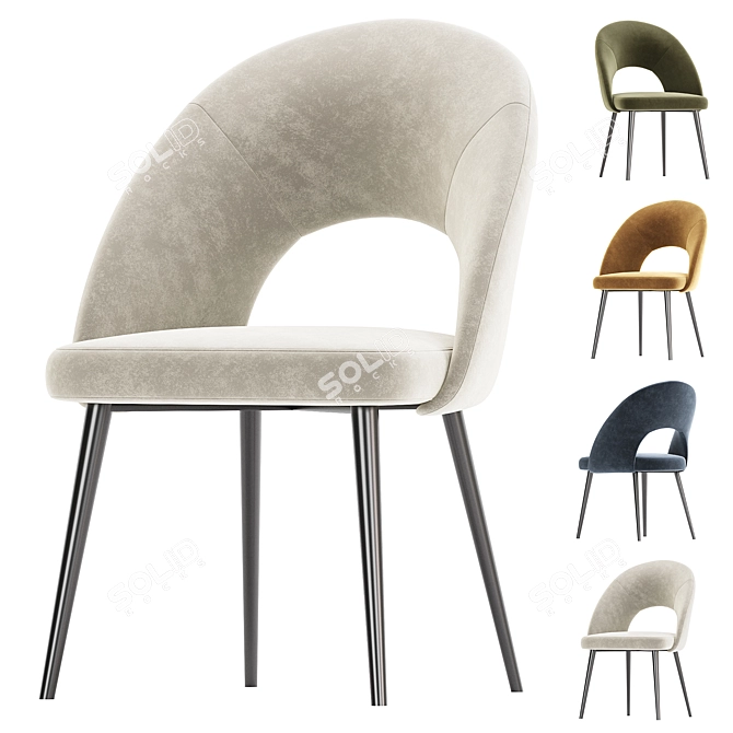 Elegant Green Velvet Chair Mael 3D model image 2