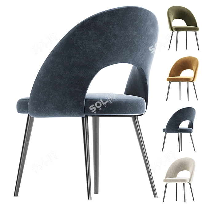 Elegant Green Velvet Chair Mael 3D model image 3