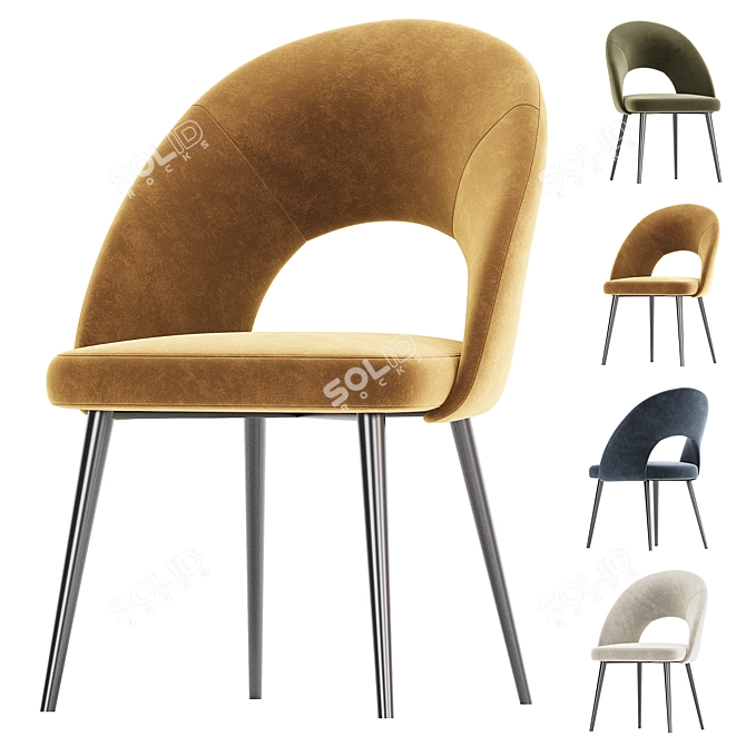 Elegant Green Velvet Chair Mael 3D model image 4