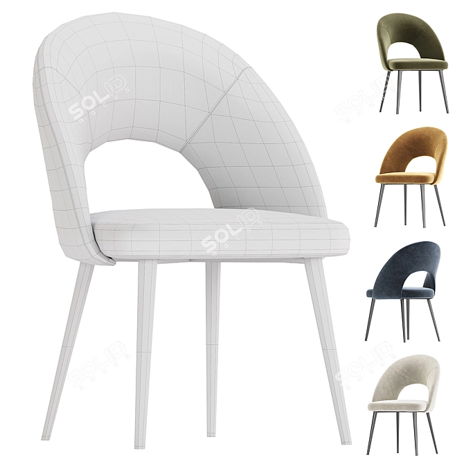 Elegant Green Velvet Chair Mael 3D model image 5