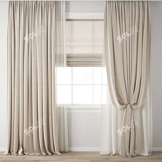 Poly 3D Curtain Model Kit 3D model image 1