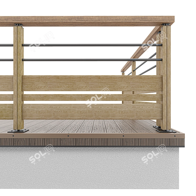 Wood Cable Expandable Railing 3D model image 2