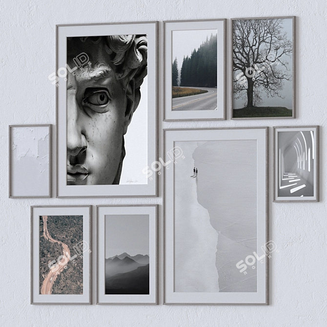 Modern Art Wall Paintings Set 3D model image 2