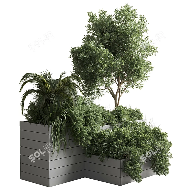 Wooden Plant Box Stand 3D model image 2