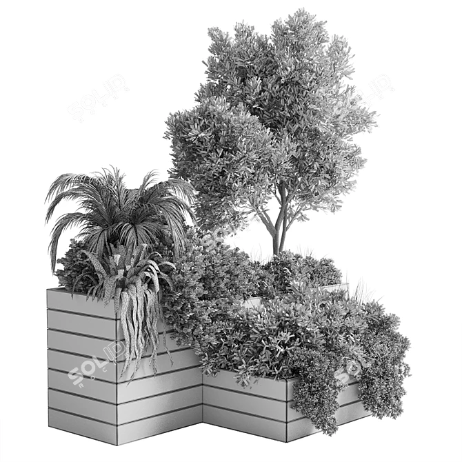 Wooden Plant Box Stand 3D model image 6