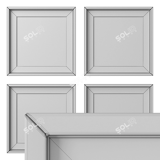 Modern Square Painting Set 4 3D model image 5