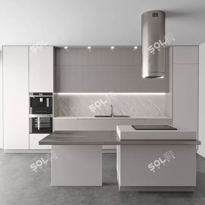 Modern Kitchen 3D Model Set 3D model image 1