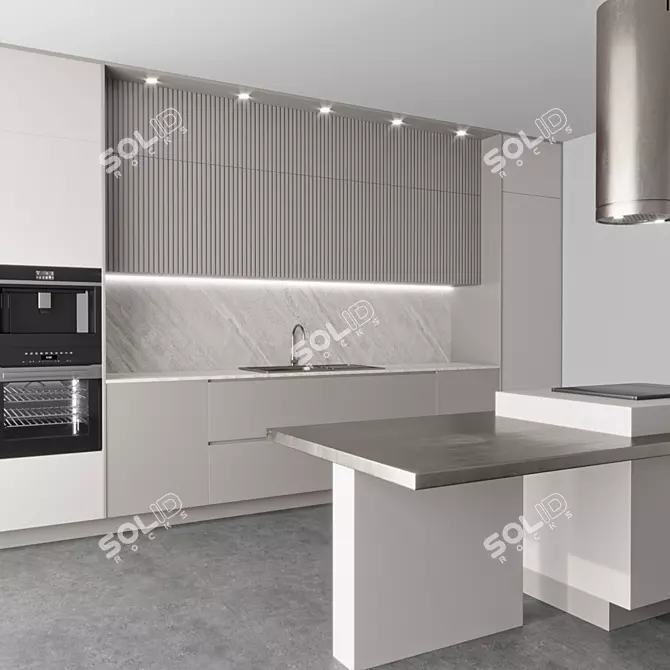 Modern Kitchen 3D Model Set 3D model image 2