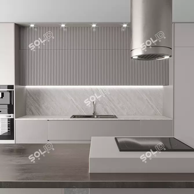 Modern Kitchen 3D Model Set 3D model image 3