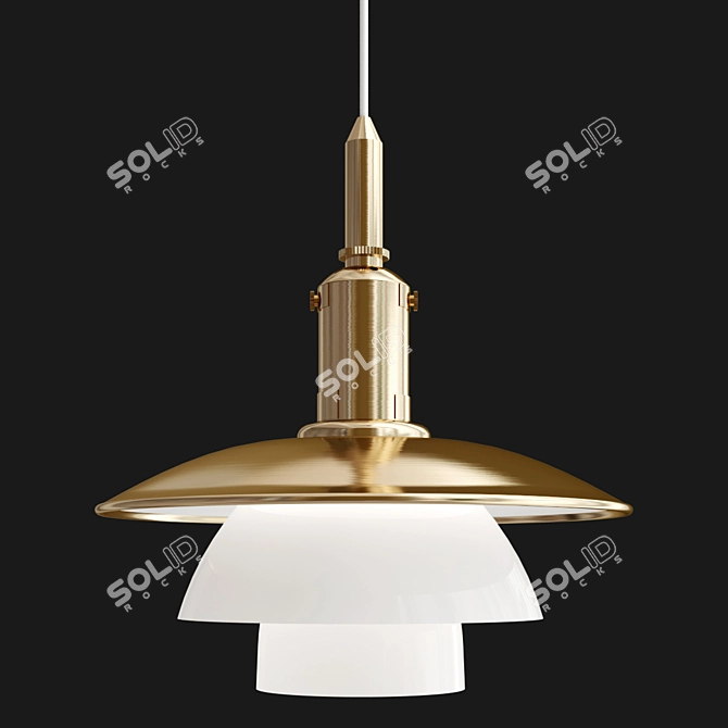 Opal Glass Brass Pendant Lamp 3D model image 3