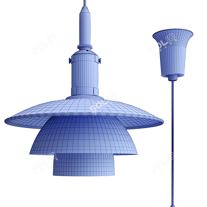 Opal Glass Brass Pendant Lamp 3D model image 4