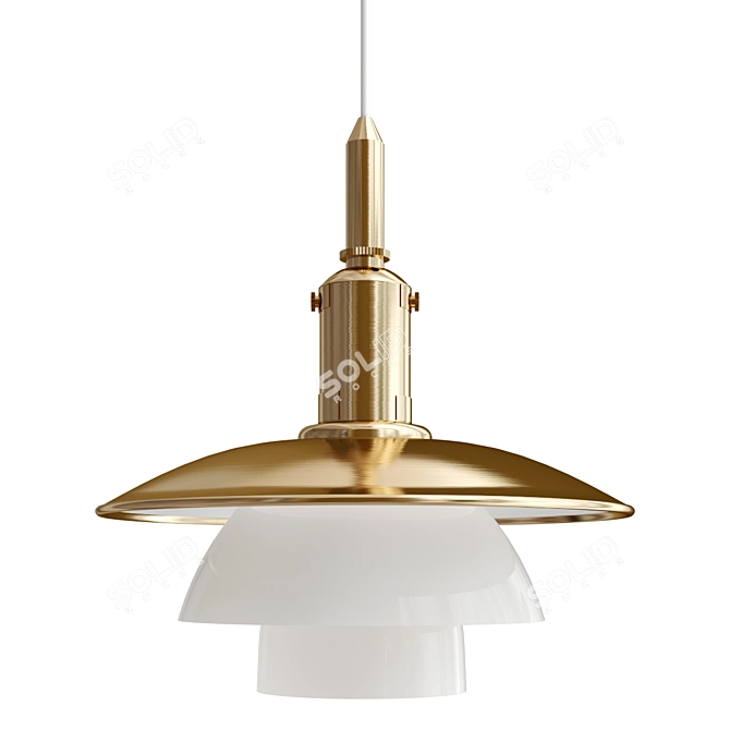 Opal Glass Brass Pendant Lamp 3D model image 1