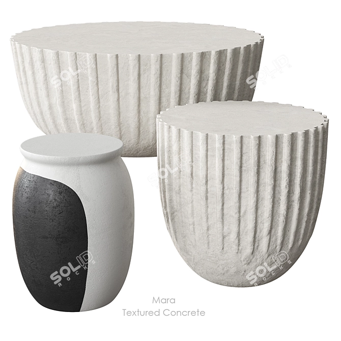 Textured Concrete Furniture Collection 3D model image 1