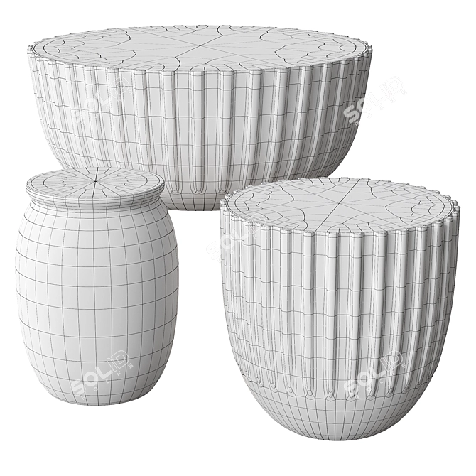 Textured Concrete Furniture Collection 3D model image 3