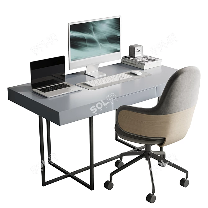 Modern Office Furniture Set 02 3D model image 1