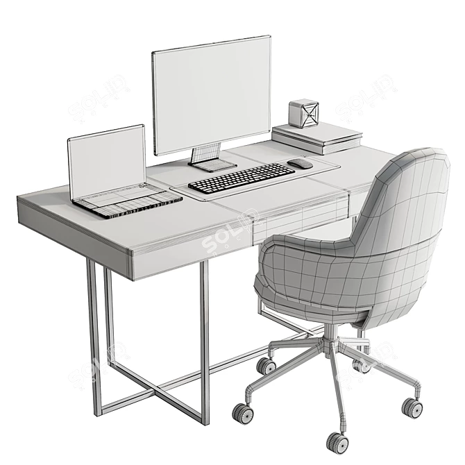 Modern Office Furniture Set 02 3D model image 6