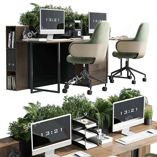 Workplace Plants Box Divider 01 3D model image 2