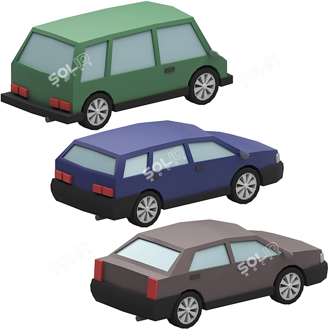 Stylized Low Poly Vehicle Set 3D model image 2