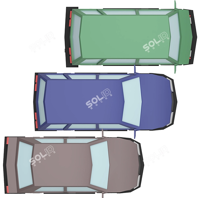 Stylized Low Poly Vehicle Set 3D model image 4