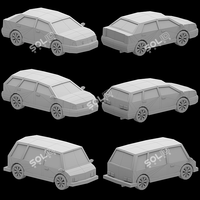 Stylized Low Poly Vehicle Set 3D model image 5