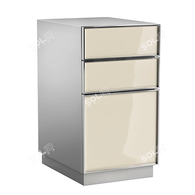 Sleek Steel 3 Drawer File 3D model image 1