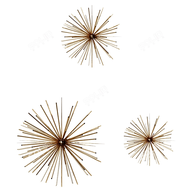 Golden Starburst Metal Wall Decor 3D model image 1