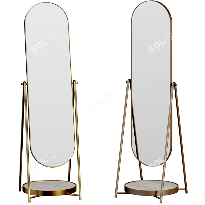 Art Deco Standing Mirror - Marble Brilliance 3D model image 1